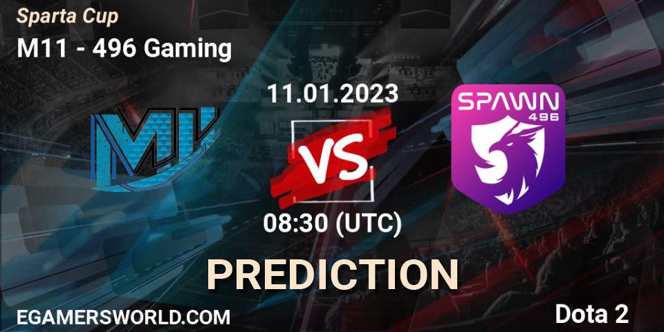 M11 vs 496 Gaming: Match Prediction. 11.01.2023 at 08:30, Dota 2, Sparta Cup