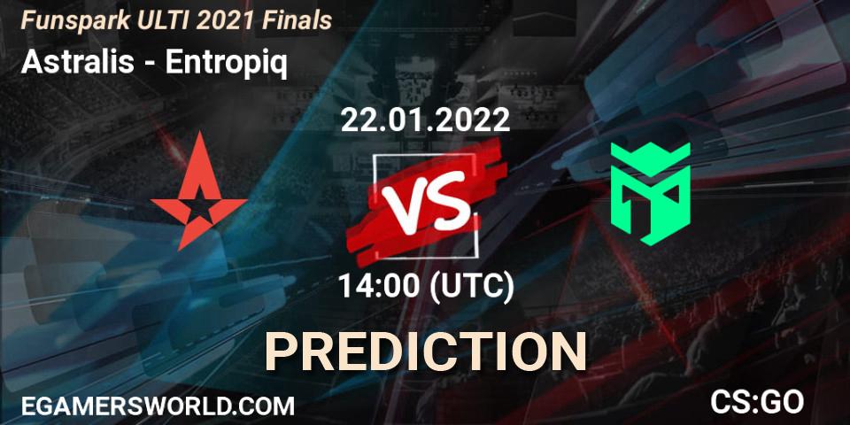 Astralis vs Entropiq: Match Prediction. 22.01.2022 at 14:00, Counter-Strike (CS2), Funspark ULTI 2021 Finals