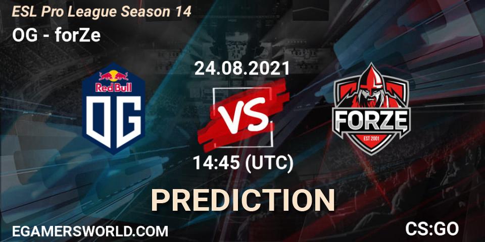OG vs forZe: Match Prediction. 24.08.2021 at 14:45, Counter-Strike (CS2), ESL Pro League Season 14