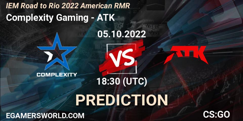 Complexity Gaming vs ATK: Match Prediction. 05.10.22, CS2 (CS:GO), IEM Road to Rio 2022 American RMR