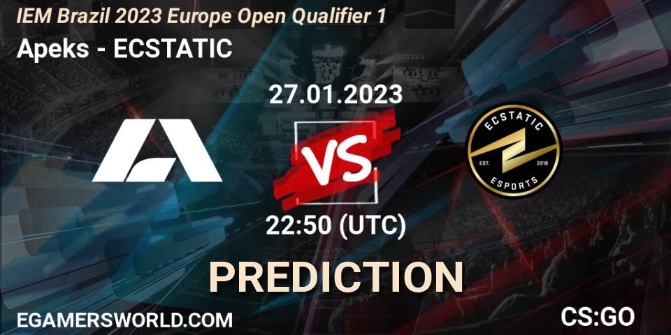 Apeks vs ECSTATIC: Match Prediction. 28.01.23, CS2 (CS:GO), IEM Brazil Rio 2023 Europe Open Qualifier 1