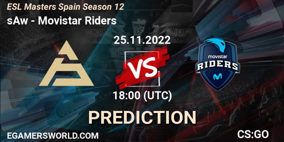 sAw vs Movistar Riders: Match Prediction. 25.11.2022 at 18:00, Counter-Strike (CS2), ESL Masters España Season 12: Online Stage