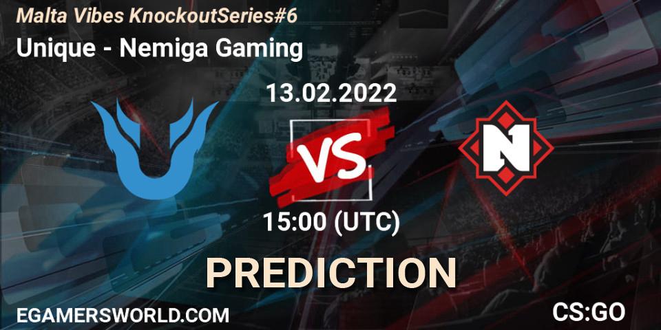 Unique vs Nemiga Gaming: Match Prediction. 13.02.2022 at 15:25, Counter-Strike (CS2), Malta Vibes Knockout Series #6