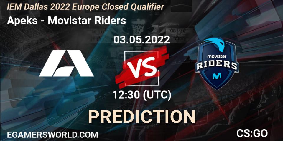 Apeks vs Movistar Riders: Match Prediction. 03.05.2022 at 12:30, Counter-Strike (CS2), IEM Dallas 2022 Europe Closed Qualifier