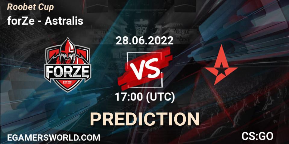 forZe vs Astralis: Match Prediction. 28.06.2022 at 17:00, Counter-Strike (CS2), Roobet Cup