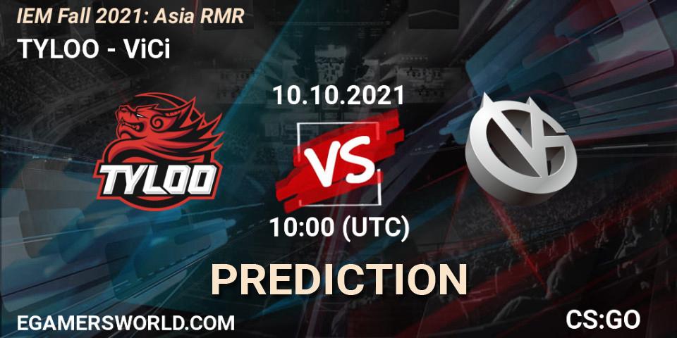 TYLOO vs ViCi: Match Prediction. 10.10.21, CS2 (CS:GO), IEM Fall 2021: Asia RMR