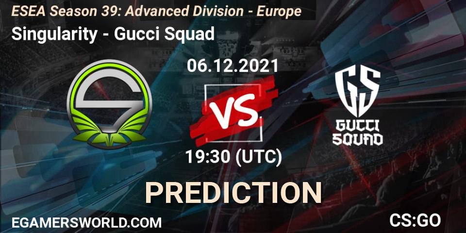 Singularity vs Gucci Squad: Match Prediction. 06.12.2021 at 19:30, Counter-Strike (CS2), ESEA Season 39: Advanced Division - Europe