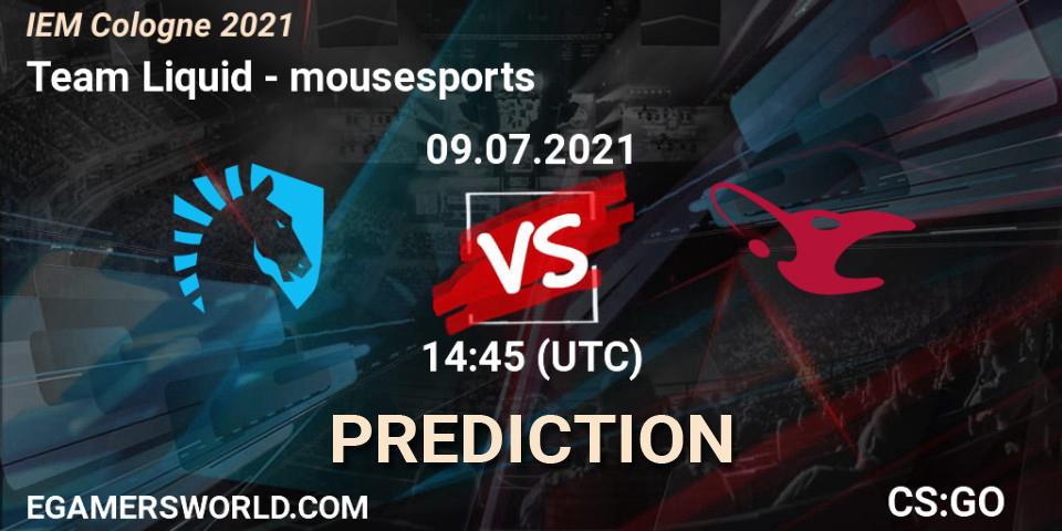 Team Liquid vs mousesports: Match Prediction. 09.07.2021 at 15:55, Counter-Strike (CS2), IEM Cologne 2021