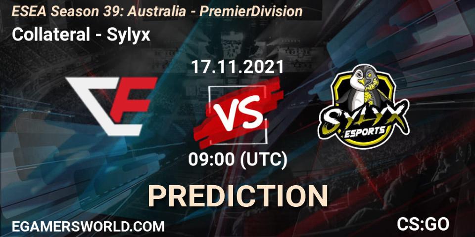 Collateral vs Sylyx: Match Prediction. 17.11.2021 at 09:05, Counter-Strike (CS2), ESEA Season 39: Australia - Premier Division