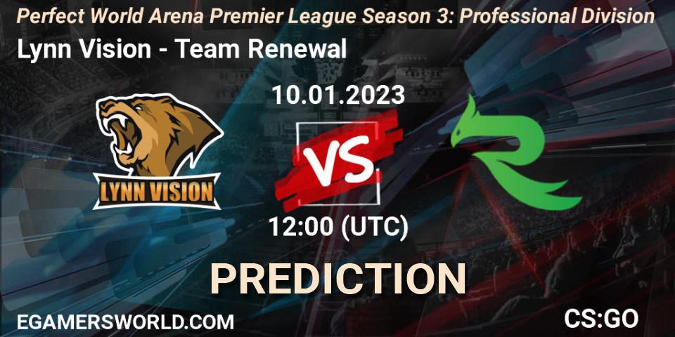 Lynn Vision vs Team Renewal: Match Prediction. 13.01.2023 at 13:00, Counter-Strike (CS2), Perfect World Arena Premier League Season 3: Professional Division
