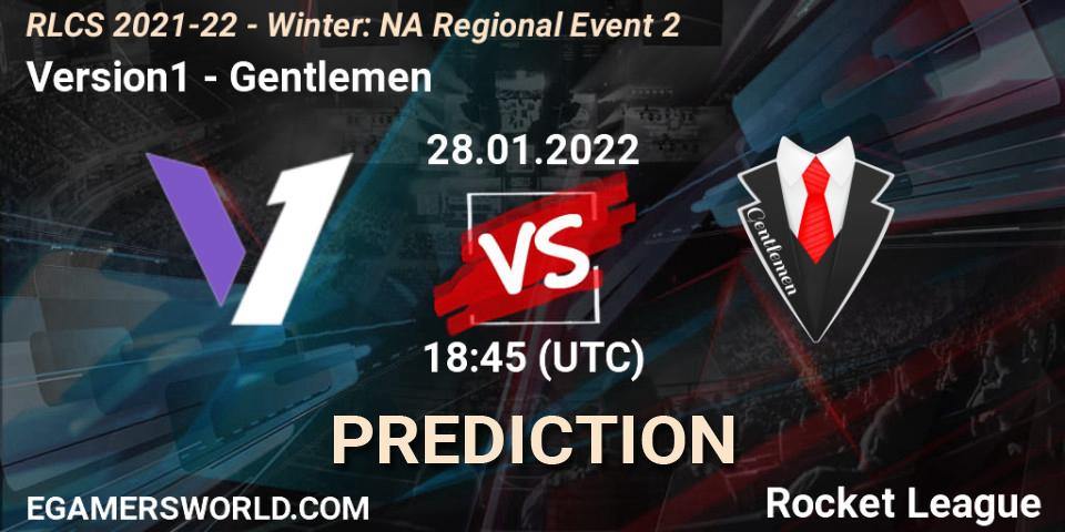 Version1 vs Gentlemen: Match Prediction. 28.01.2022 at 18:45, Rocket League, RLCS 2021-22 - Winter: NA Regional Event 2