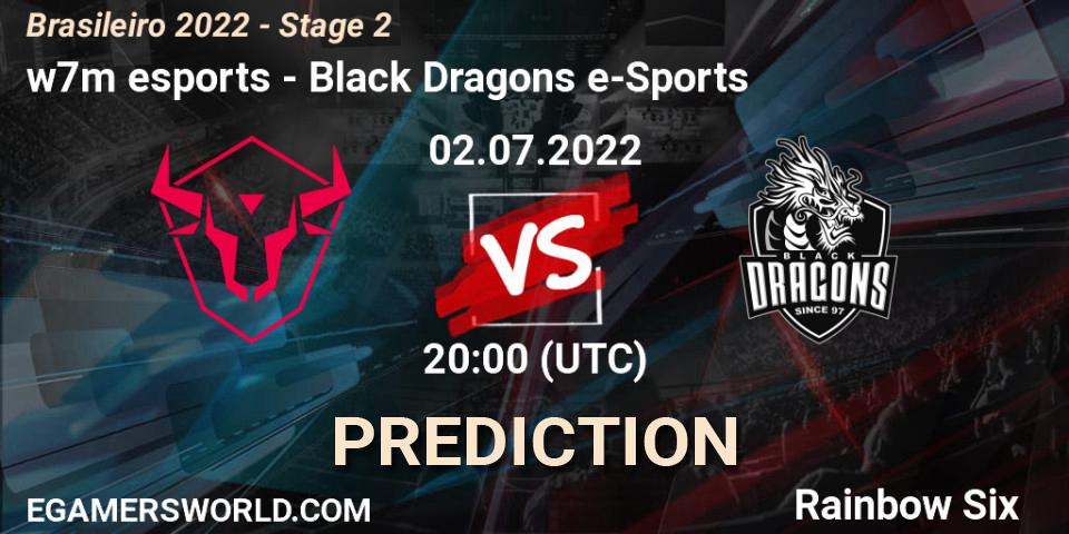 w7m esports vs Black Dragons e-Sports: Match Prediction. 02.07.2022 at 20:00, Rainbow Six, Brasileirão 2022 - Stage 2