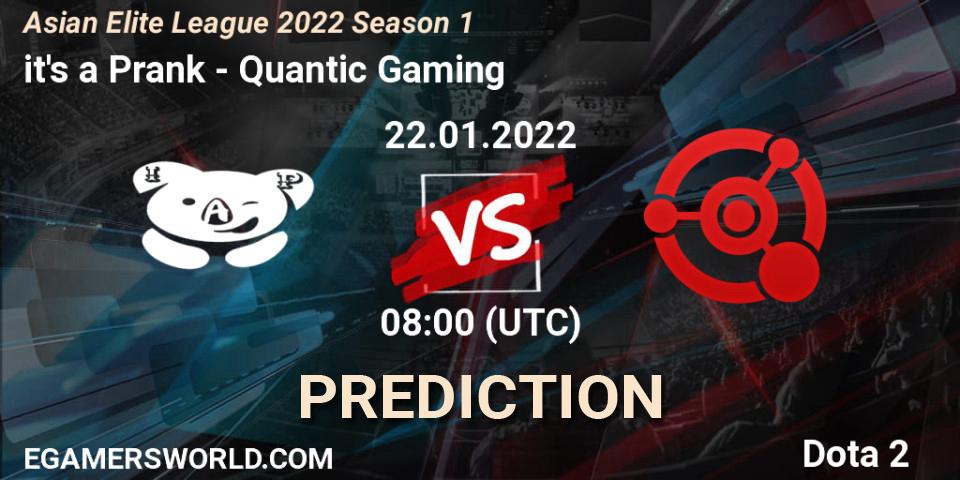 it's a Prank vs Quantic Gaming: Match Prediction. 22.01.2022 at 07:56, Dota 2, Asian Elite League 2022 Season 1