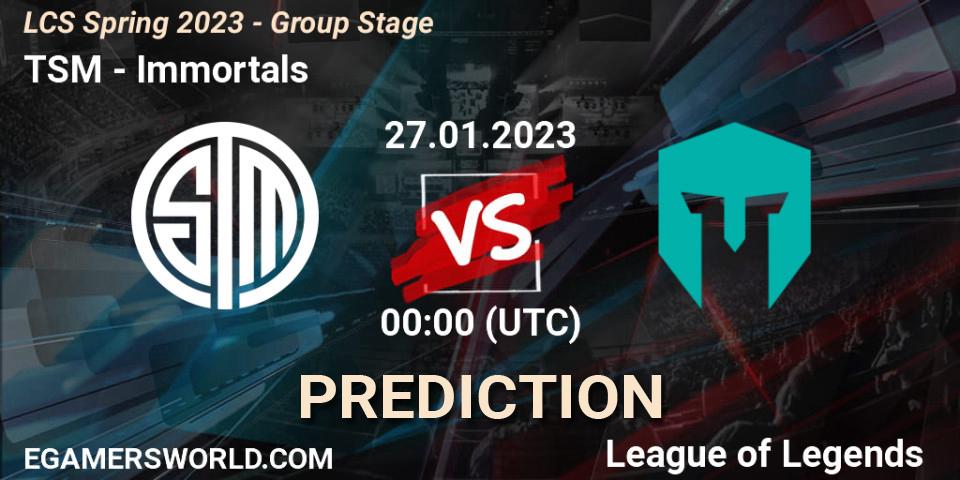 TSM vs Immortals: Match Prediction. 27.01.23, LoL, LCS Spring 2023 - Group Stage