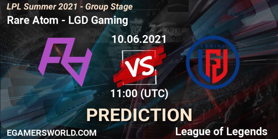 Rare Atom vs LGD Gaming: Match Prediction. 10.06.2021 at 11:00, LoL, LPL Summer 2021 - Group Stage
