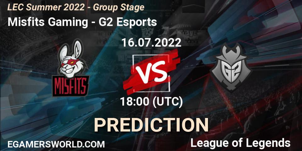 Misfits Gaming vs G2 Esports: Match Prediction. 16.07.22, LoL, LEC Summer 2022 - Group Stage