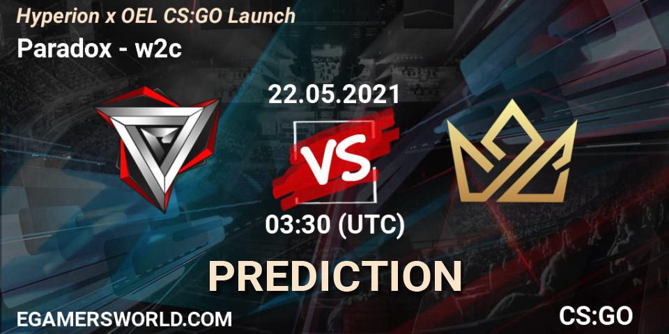 Paradox vs w2c: Match Prediction. 22.05.2021 at 01:30, Counter-Strike (CS2), Hyperion x OEL CS:GO Launch