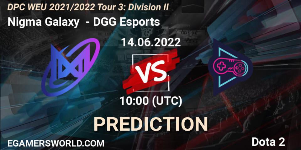 Nigma Galaxy vs DGG Esports: Match Prediction. 14.06.22, Dota 2, DPC WEU 2021/2022 Tour 3: Division II