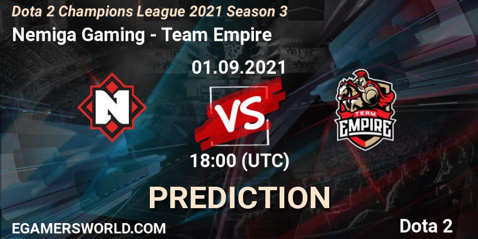 Nemiga Gaming vs Team Empire: Match Prediction. 03.09.2021 at 12:00, Dota 2, Dota 2 Champions League 2021 Season 3