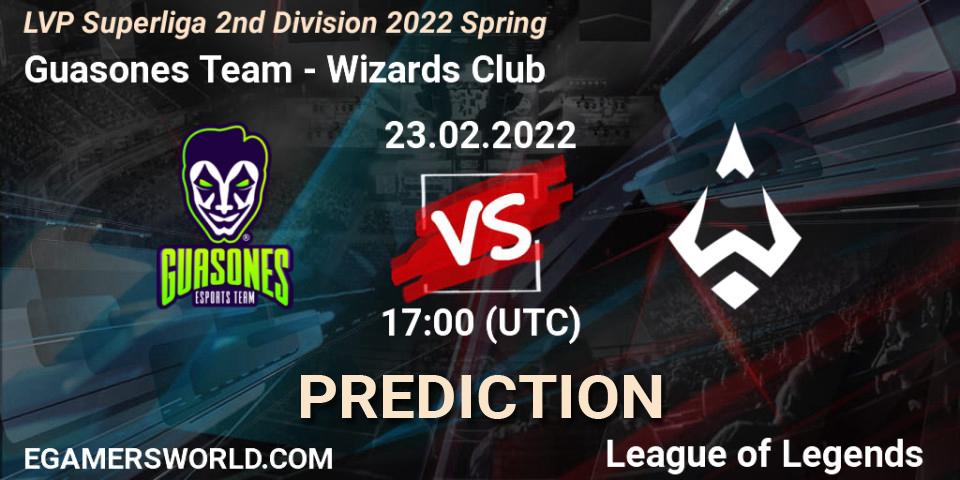Guasones Team vs Wizards Club: Match Prediction. 23.02.2022 at 21:20, LoL, LVP Superliga 2nd Division 2022 Spring