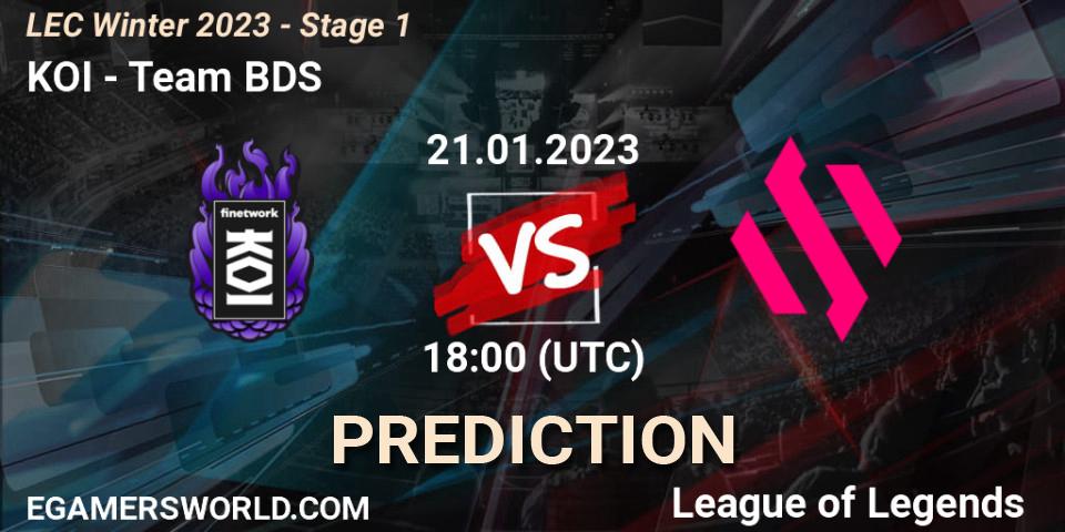 KOI vs Team BDS: Match Prediction. 21.01.23, LoL, LEC Winter 2023 - Stage 1