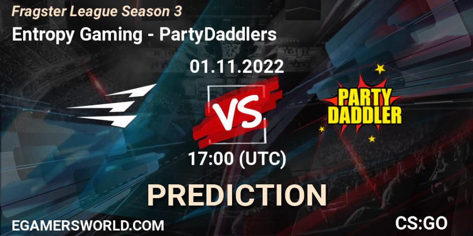 Entropy Gaming vs PartyDaddlers: Match Prediction. 01.11.2022 at 17:00, Counter-Strike (CS2), Fragster League Season 3