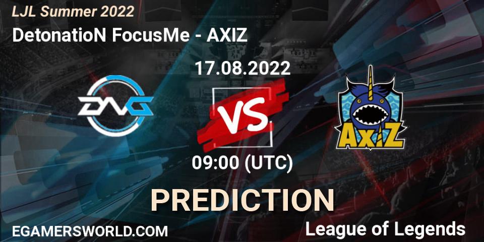DetonatioN FocusMe vs AXIZ: Match Prediction. 17.08.22, LoL, LJL Summer 2022