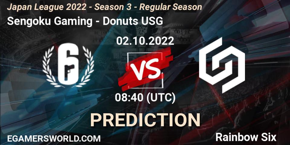Sengoku Gaming vs Donuts USG: Match Prediction. 02.10.2022 at 08:40, Rainbow Six, Japan League 2022 - Season 3 - Regular Season