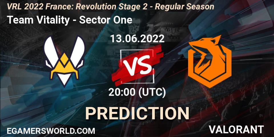 Team Vitality vs Sector One: Match Prediction. 13.06.2022 at 20:50, VALORANT, VRL 2022 France: Revolution Stage 2 - Regular Season