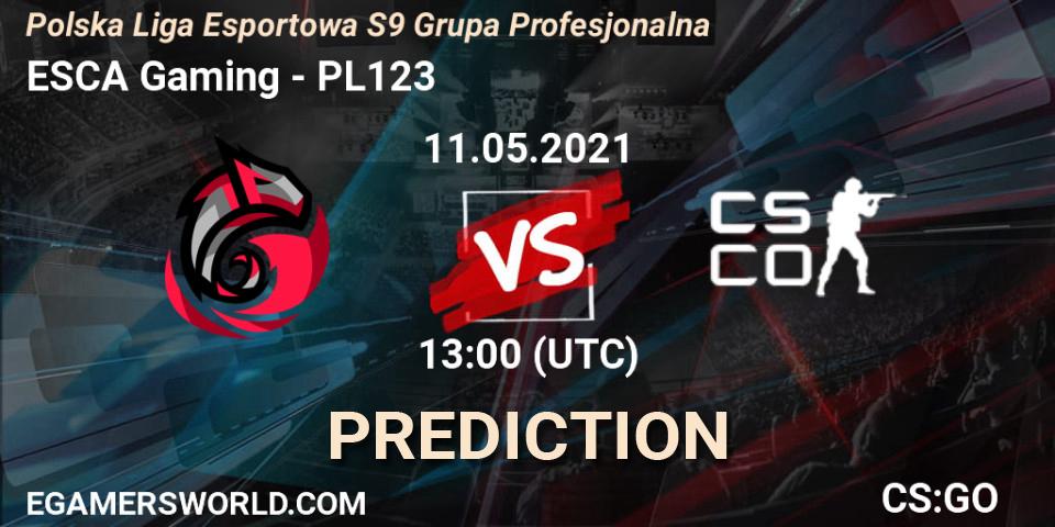 ESCA Gaming vs PL123: Match Prediction. 11.05.2021 at 13:00, Counter-Strike (CS2), Polska Liga Esportowa S9 Grupa Profesjonalna
