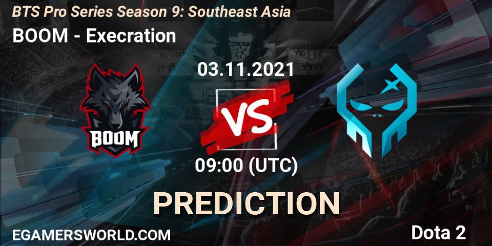BOOM vs Execration: Match Prediction. 03.11.2021 at 09:00, Dota 2, BTS Pro Series Season 9: Southeast Asia