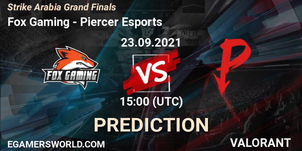 Fox Gaming vs Piercer Esports: Match Prediction. 23.09.2021 at 17:00, VALORANT, Strike Arabia Grand Finals
