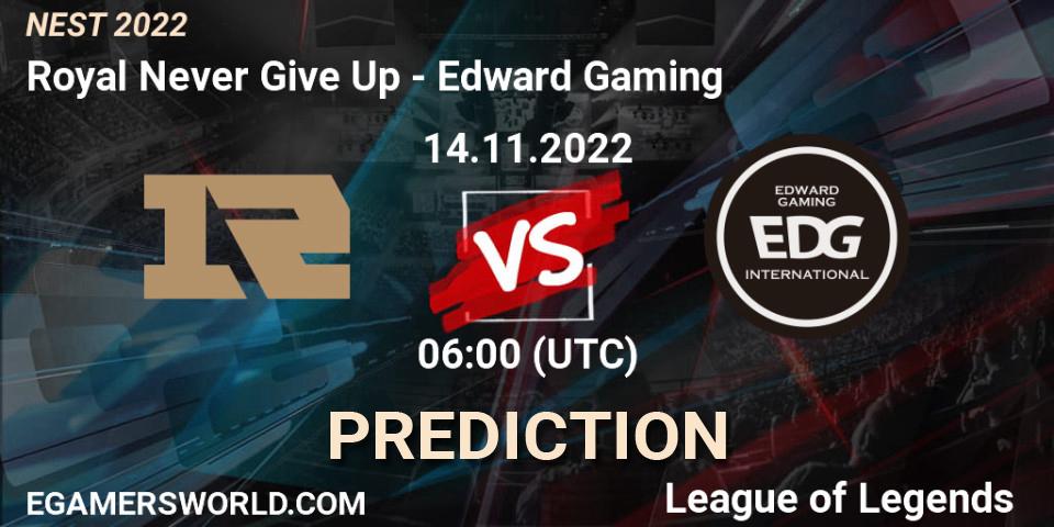 Royal Never Give Up vs Edward Gaming: Match Prediction. 14.11.22, LoL, NEST 2022