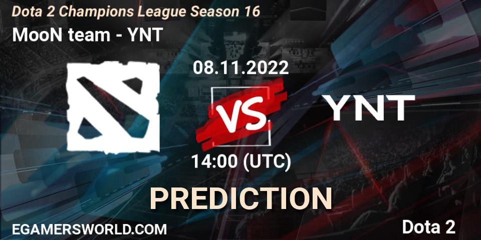 MooN team vs YNT: Match Prediction. 08.11.2022 at 14:19, Dota 2, Dota 2 Champions League Season 16