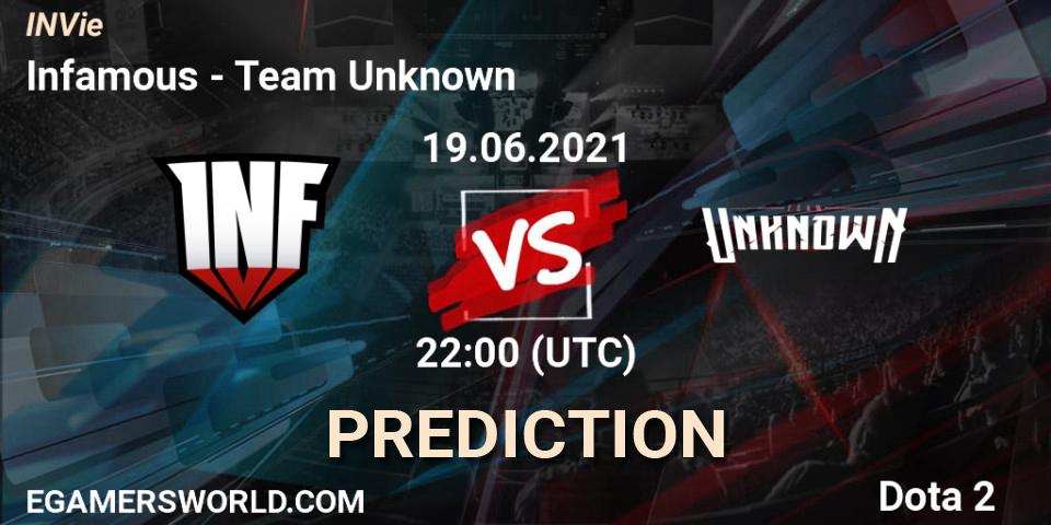 Infamous vs Team Unknown: Match Prediction. 19.06.2021 at 22:35, Dota 2, INVie