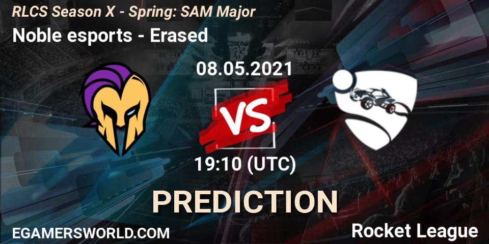 Noble esports vs Erased: Match Prediction. 08.05.2021 at 19:10, Rocket League, RLCS Season X - Spring: SAM Major
