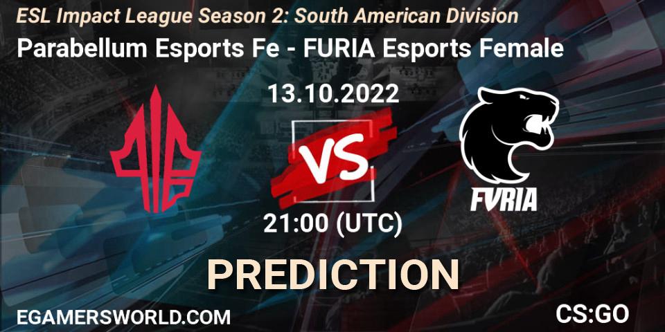 Parabellum Esports Fe vs FURIA Esports Female: Match Prediction. 13.10.22, CS2 (CS:GO), ESL Impact League Season 2: South American Division
