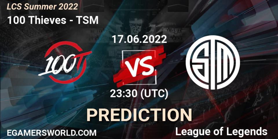 100 Thieves vs TSM: Match Prediction. 17.06.2022 at 23:30, LoL, LCS Summer 2022