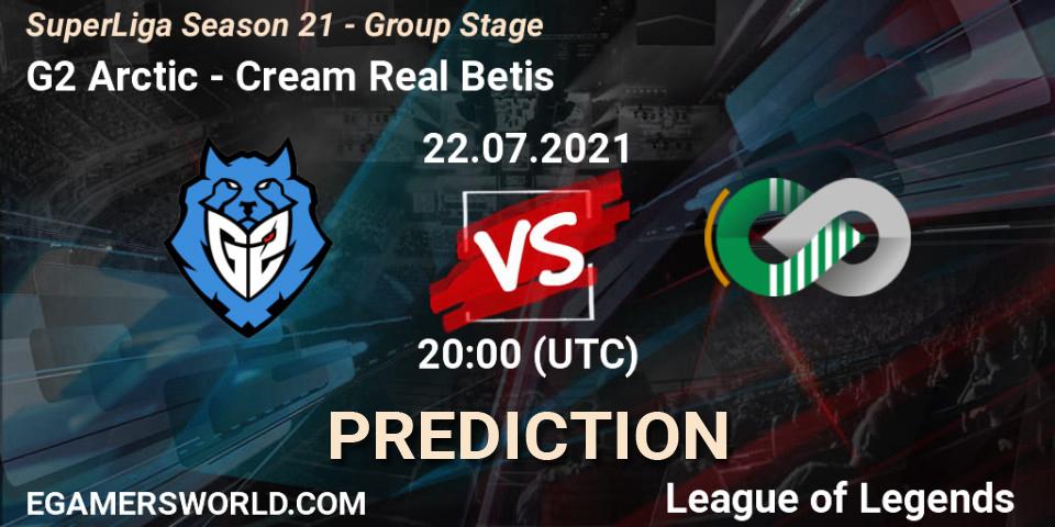 G2 Arctic vs Cream Real Betis: Match Prediction. 22.07.2021 at 20:40, LoL, SuperLiga Season 21 - Group Stage 