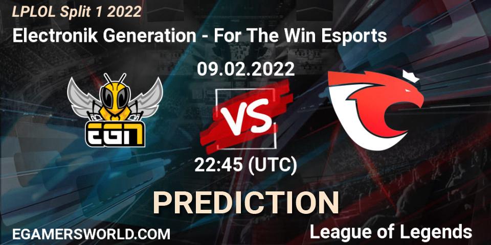 Electronik Generation vs For The Win Esports: Match Prediction. 09.02.22, LoL, LPLOL Split 1 2022