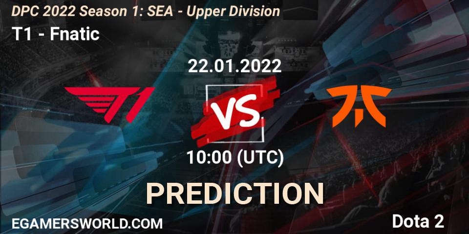 T1 vs Fnatic: Match Prediction. 22.01.2022 at 11:01, Dota 2, DPC 2022 Season 1: SEA - Upper Division