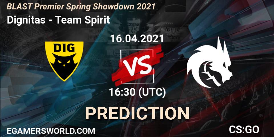 Dignitas vs Team Spirit: Match Prediction. 16.04.2021 at 18:10, Counter-Strike (CS2), BLAST Premier Spring Showdown 2021