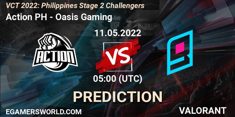 Action PH vs Oasis Gaming: Match Prediction. 11.05.2022 at 05:00, VALORANT, VCT 2022: Philippines Stage 2 Challengers