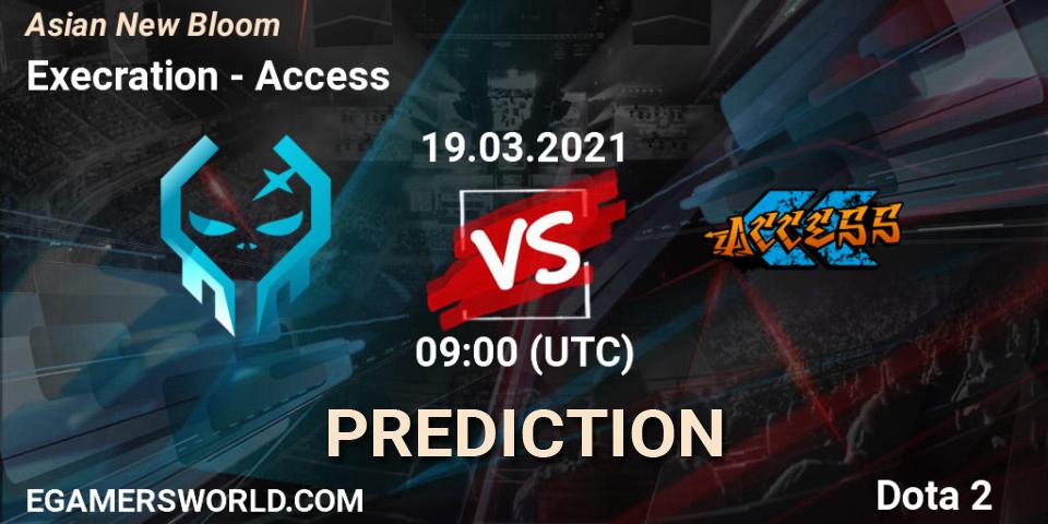 Execration vs Access: Match Prediction. 19.03.2021 at 09:27, Dota 2, Asian New Bloom