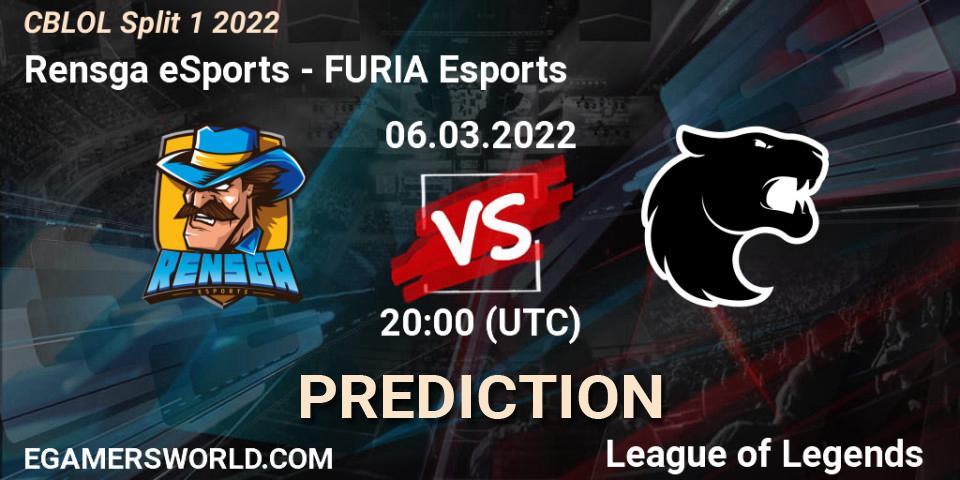 Rensga eSports vs FURIA Esports: Match Prediction. 06.03.2022 at 20:10, LoL, CBLOL Split 1 2022