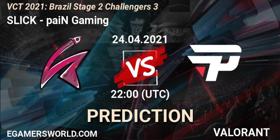 SLICK vs paiN Gaming: Match Prediction. 25.04.2021 at 22:00, VALORANT, VCT 2021: Brazil Stage 2 Challengers 3