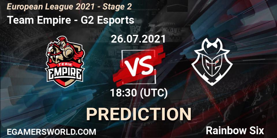 Team Empire vs G2 Esports: Match Prediction. 26.07.21, Rainbow Six, European League 2021 - Stage 2