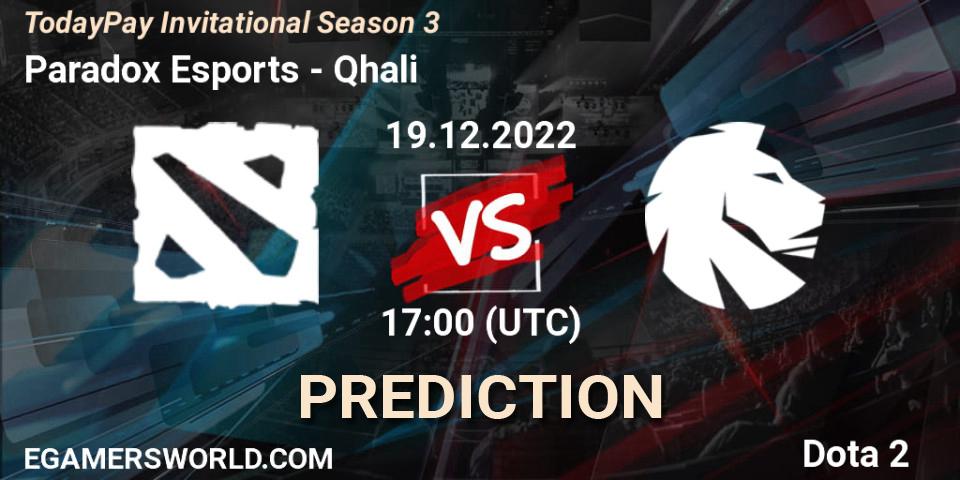 Paradox Esports vs Qhali: Match Prediction. 19.12.2022 at 17:12, Dota 2, TodayPay Invitational Season 3
