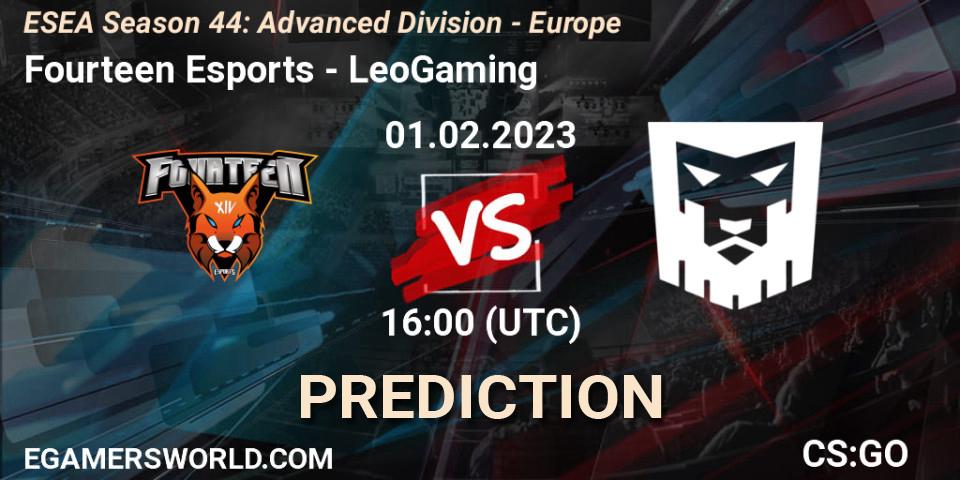 Fourteen Esports vs LeoGaming: Match Prediction. 10.02.23, CS2 (CS:GO), ESEA Season 44: Advanced Division - Europe