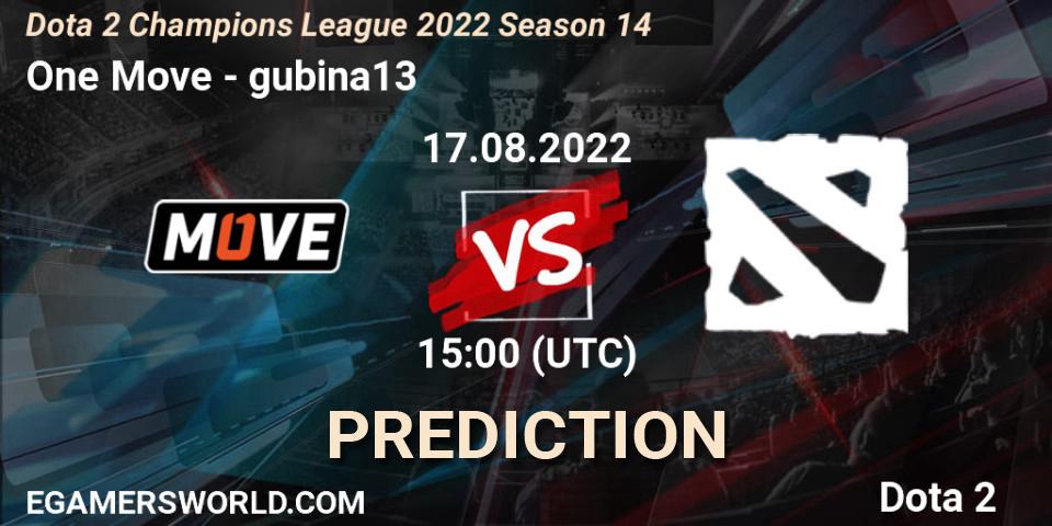 One Move vs gubina13: Match Prediction. 17.08.22, Dota 2, Dota 2 Champions League 2022 Season 14